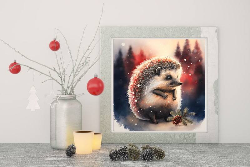christmas-hedgehog-nbsp-watercolor-background-bundle