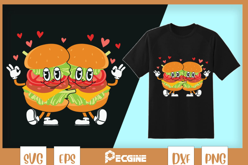 burger-couple-fastfood-valentine-svg