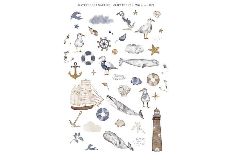 watercolor-nautical-clipart-seagull-sailors-collection