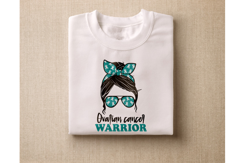 ovarian-cancer-warrior-svg-ovarian-cancer-messy-bun-svg-teal-cancer