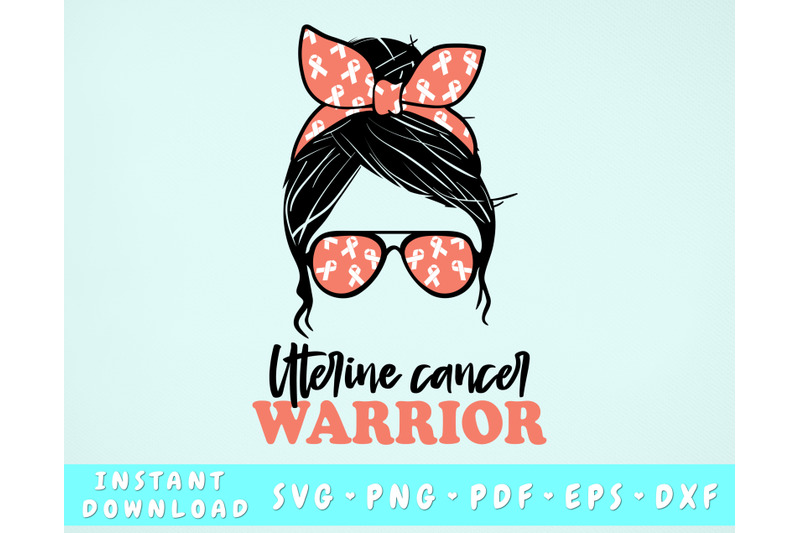 uterine-cancer-warrior-svg-uterine-cancer-messy-bun-svg-peach-cancer