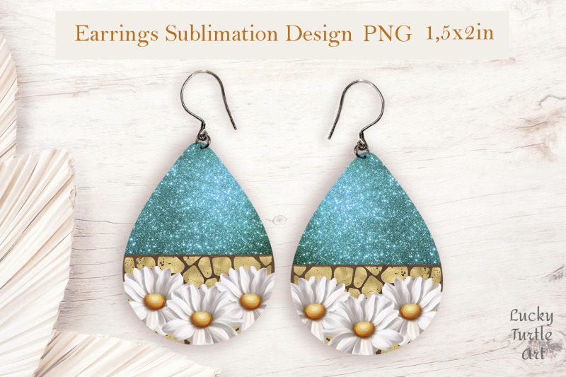daisies-teardrop-sublimation-earrings-design