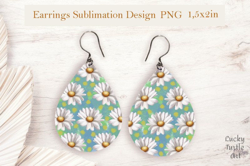 daisies-teardrop-sublimation-earrings-design