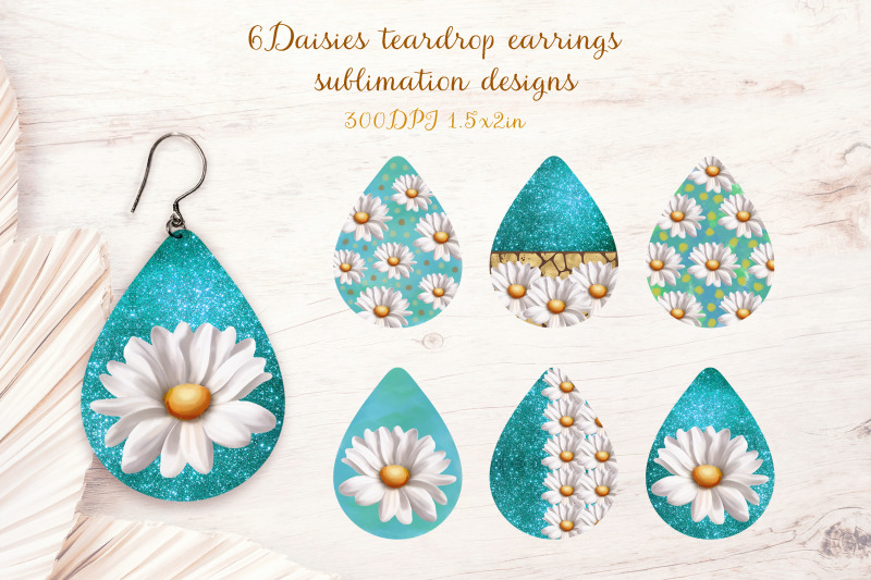 daisies-teardrop-sublimation-earrings-design-bundle