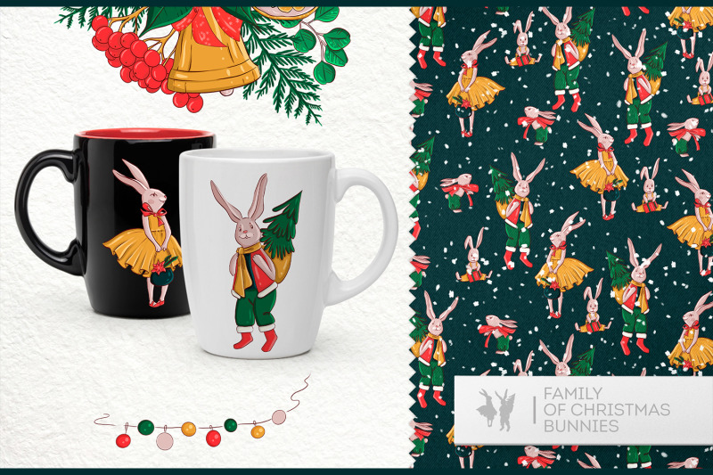 christmas-clipart-christmas-rabbit-seamless-pattern