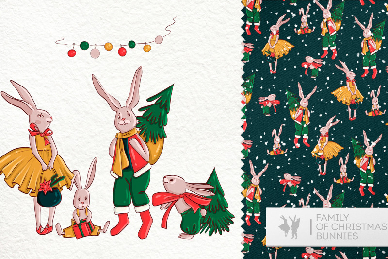 christmas-clipart-christmas-rabbit-seamless-pattern