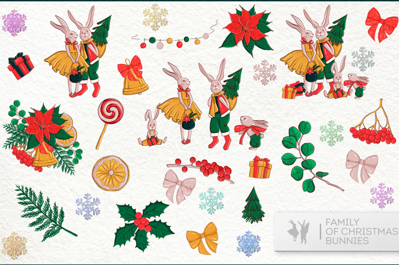 christmas-clipart-christmas-rabbit-seamless-pattern