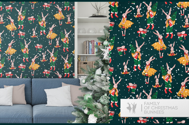 christmas-clipart-christmas-rabbit-seamless-pattern