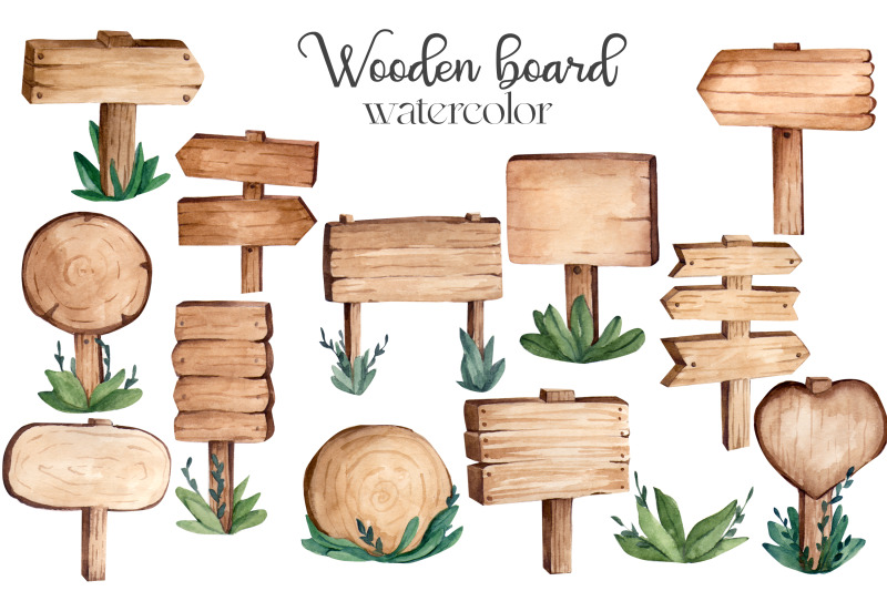 watercolor-wooden-flowers-clipart-png-wooden-pointer-board
