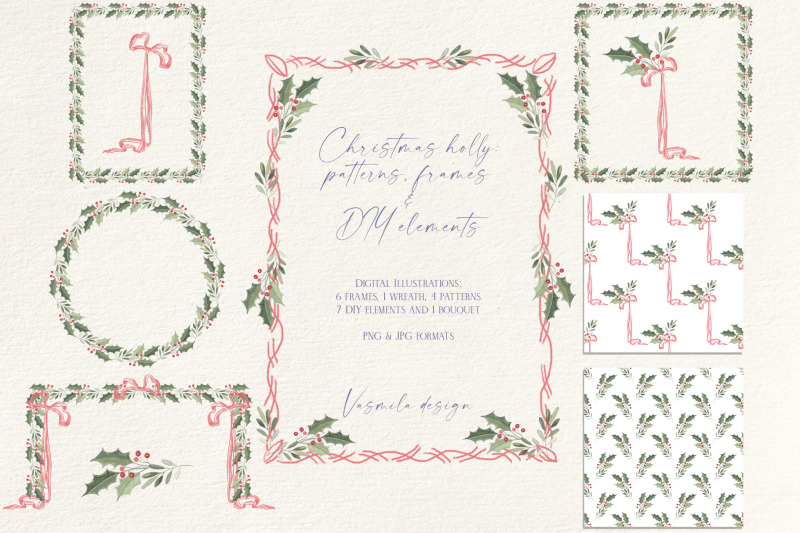 christmas-holly-borders-and-frames-vintage-style-garlands-png