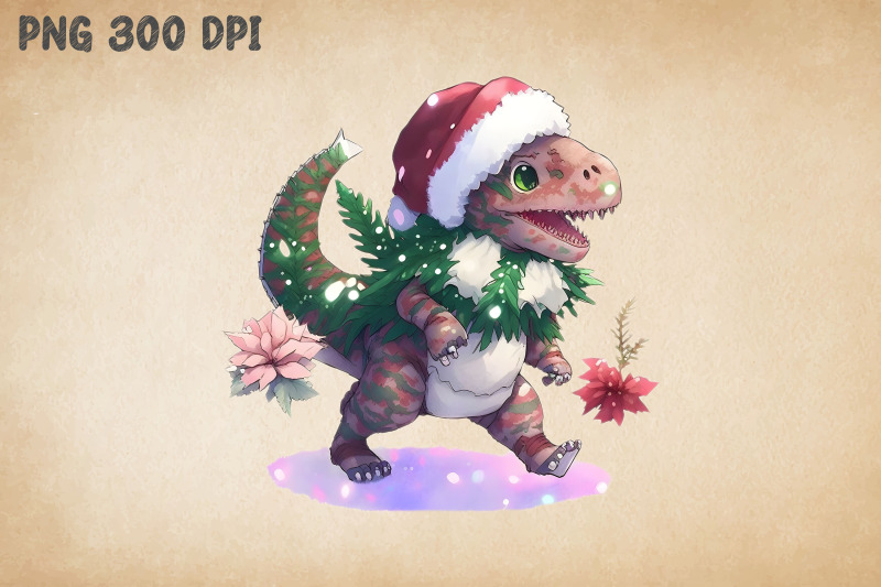 cute-chibi-dinosaur-t-rex-happy-xmas