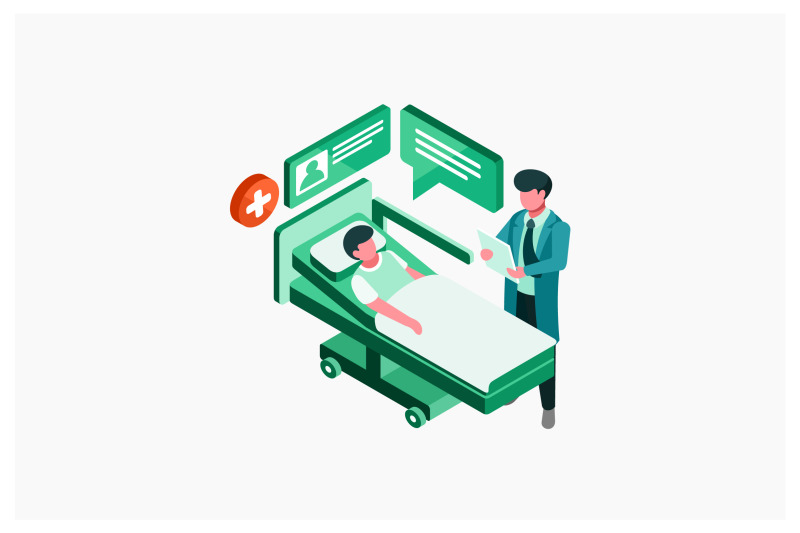 isometric-doctor-and-patient-vector-illustration