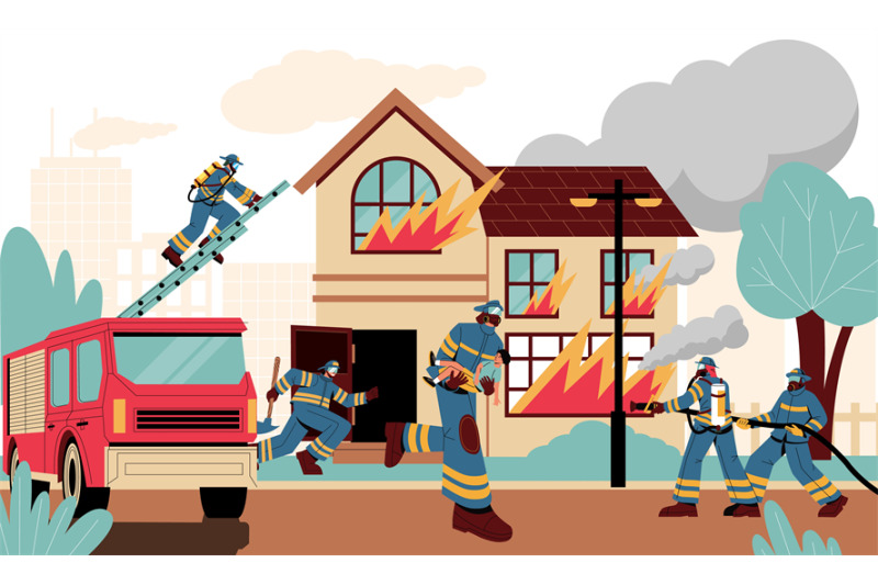 firefighters-at-burning-house-fireman-characters-extinguish-fire-buil