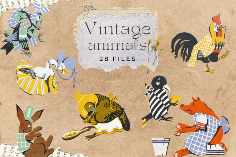 cartoon-animals-vintage-animals