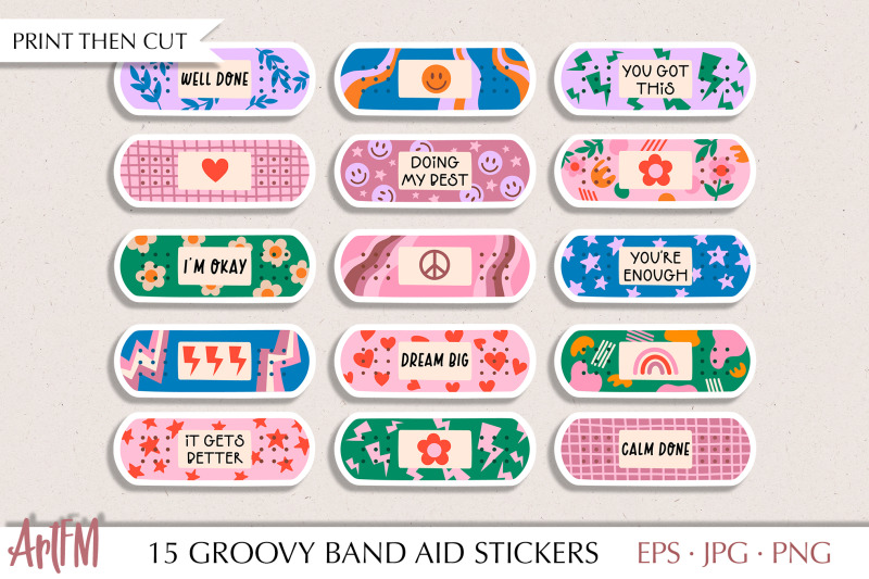groovy-band-aid-stickers-motivational-sticker-bundle