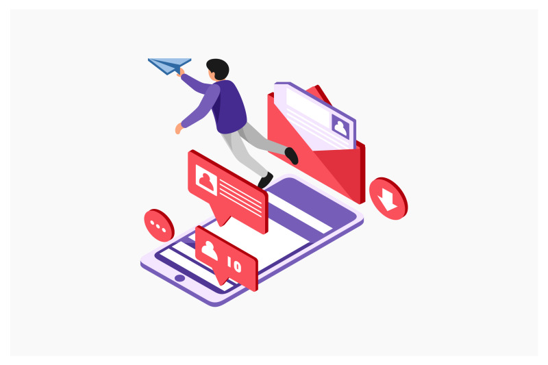 isometric-send-mail-online-vector-illustration