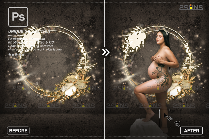 golden-lighting-circle-backdrop-background-maternity-ring-portrait