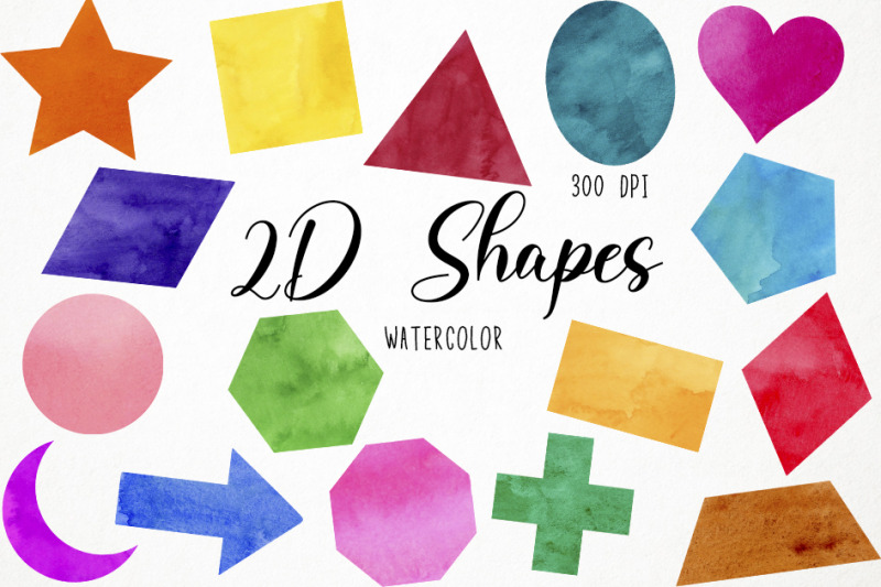 wtaercolor-2d-shapes-clipart-geometric-clipart-maths-clipart
