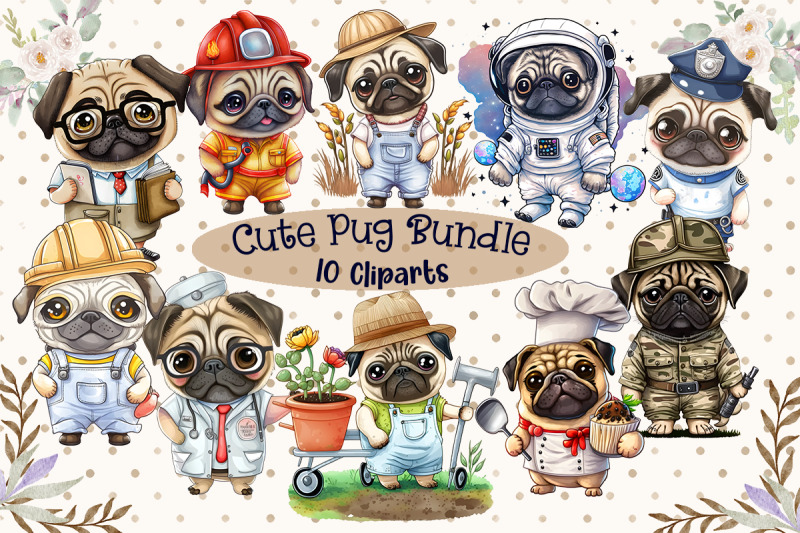 fantastic-pug-puppy-cliparts-bundle