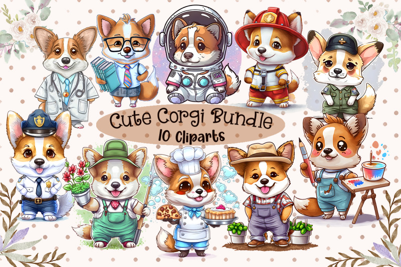 super-cute-corgi-puppy-cliparts-bundle