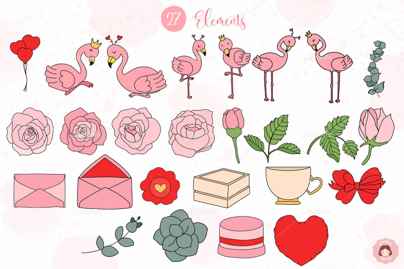 flamingo-valentine-and-rose-for-canva-valentine-illustration-bundle