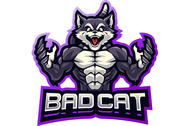 bad-cat-fighter-mascot-logo-design