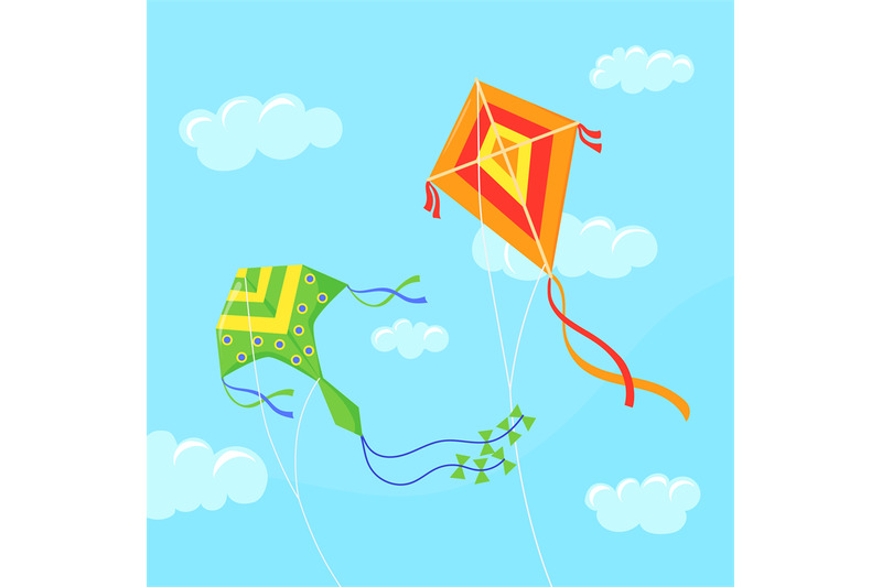 kites-in-sky-flying-in-wind-paper-child-toys-on-string-activity-fun