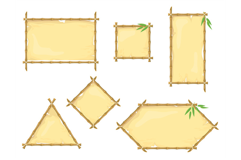 bamboo-frames-with-parchment-hawaiian-wooden-signboard-with-tropical