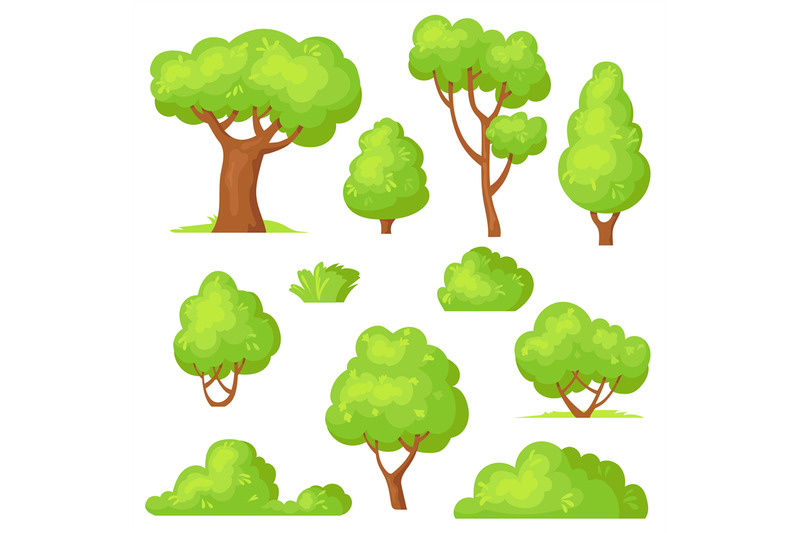 cartoon-hedge-set-garden-park-green-bushes-gardening-plants-with-flo