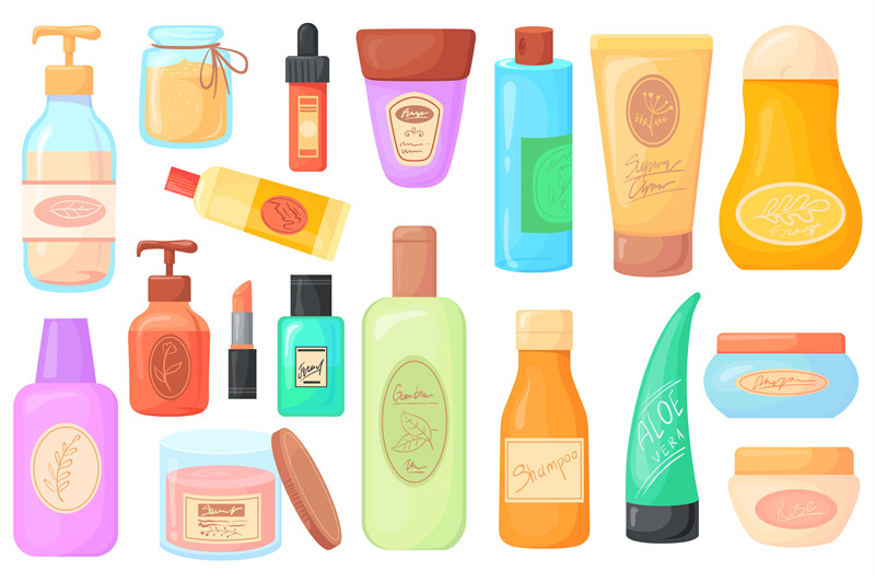 cartoon-cosmetic-jars-hair-skin-care-pruducts-skincare-organic-cosme