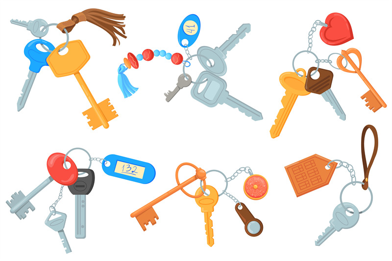 cartoon-keyrings-apartment-keys-with-keychain-doodle-key-chain-penda