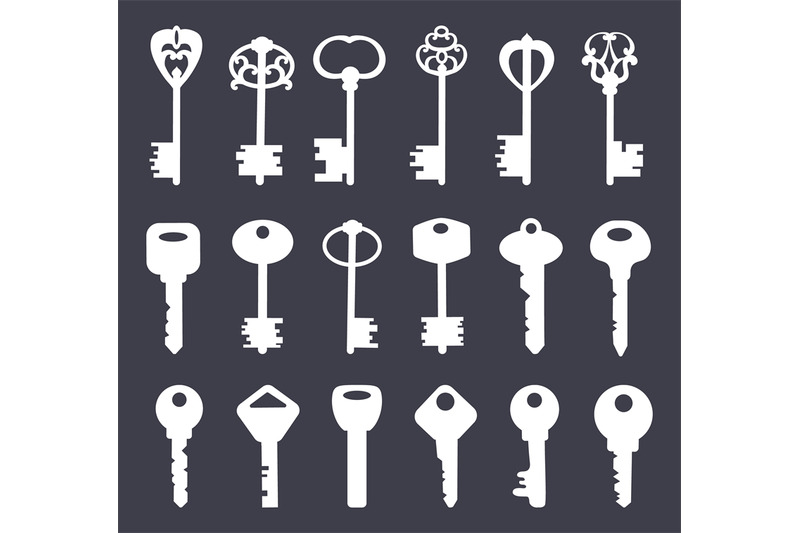 key-form-silhouettes-old-vintage-ornate-antique-house-door-keys-or-se