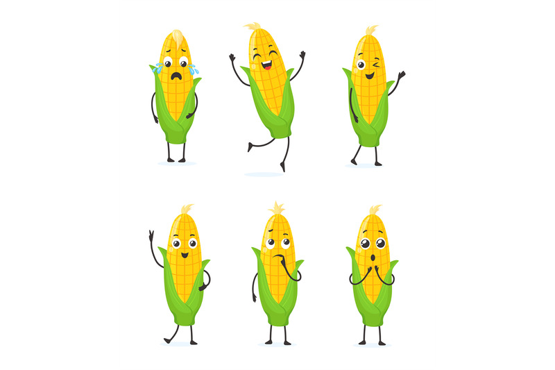 maize-emoji-cartoon-cute-corn-character-funny-corncob-emoticons-coll