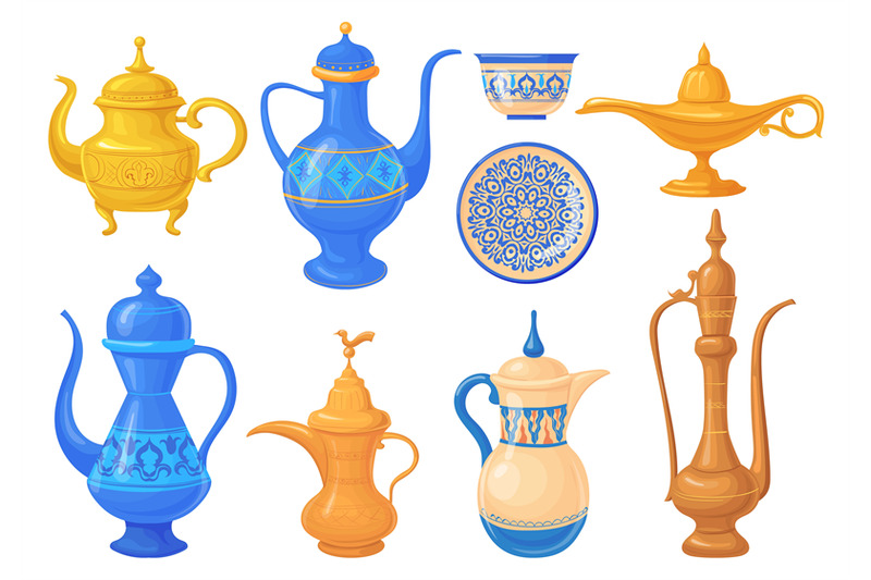 cartoon-arabic-jugs-moroccan-teapot-or-bowl-antique-aladdin-lamp-wit