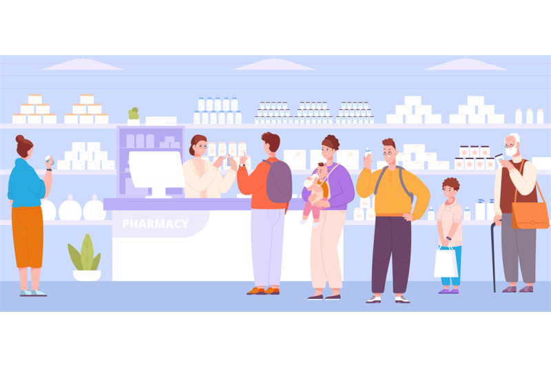 people-in-pharmacy-store-queue-customers-by-counter-drugstore-seller