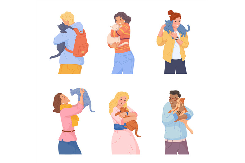 people-hugs-cats-woman-hug-cat-girl-adopted-pet-owners-play-with-an