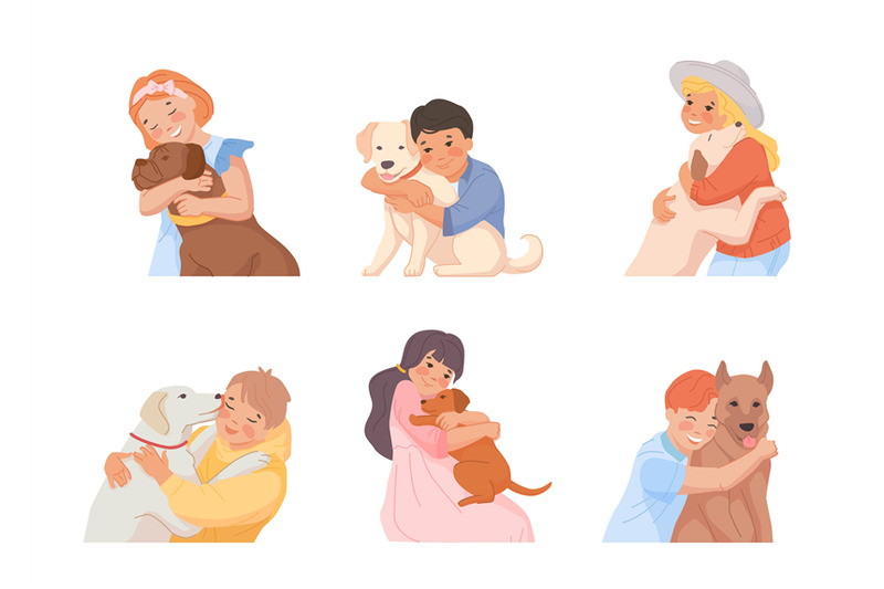 kids-hugging-dog-children-hug-pets-kid-love-small-friends-puppies-o