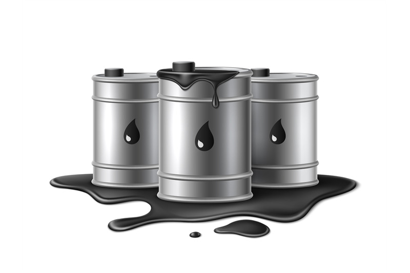 barrels-with-leaking-engine-oil-realistic-hazard-black-liquid-petrol