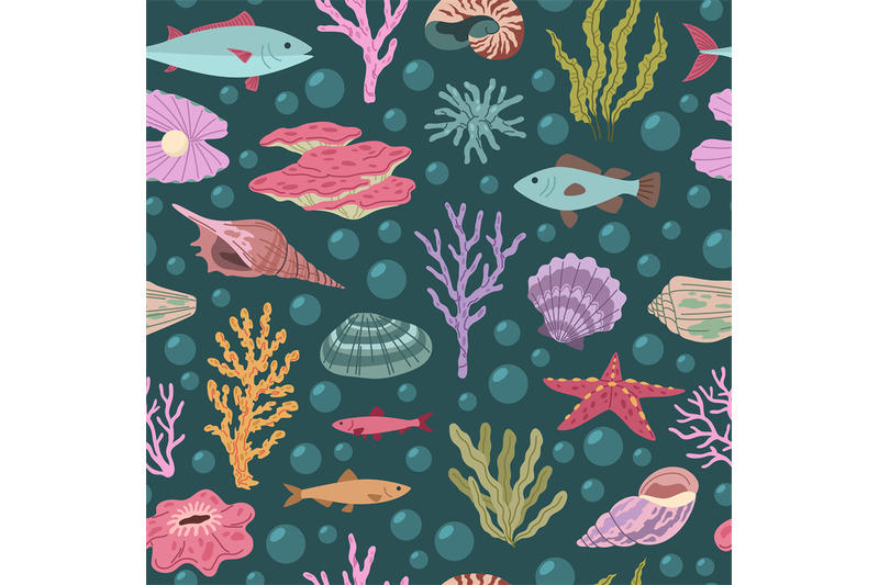 tropical-seashell-seamless-pattern-ocean-beach-color-objects-mineral