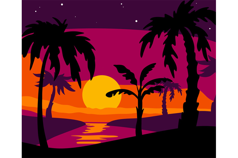 palm-silhouettes-background-beach-tropical-trees-sea-evening-black