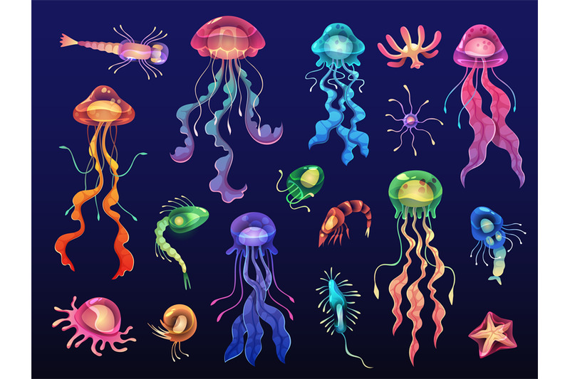 cartoon-jellyfishes-beautiful-deep-water-glowing-creatures-ocean-und