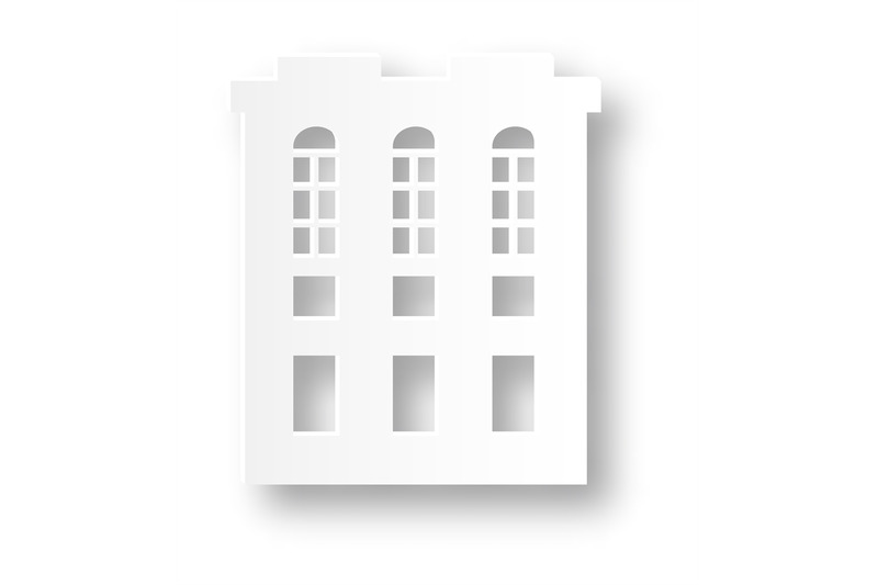 building-realistic-paper-cut-white-city-house