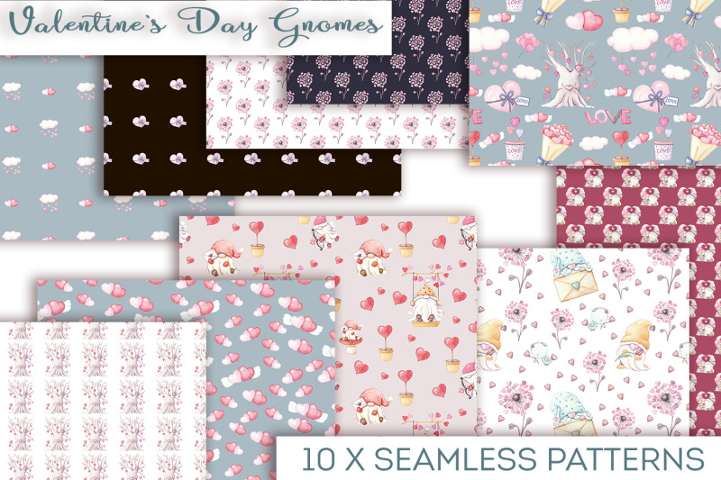 watercolor-valentine-gnomes-digital-papers