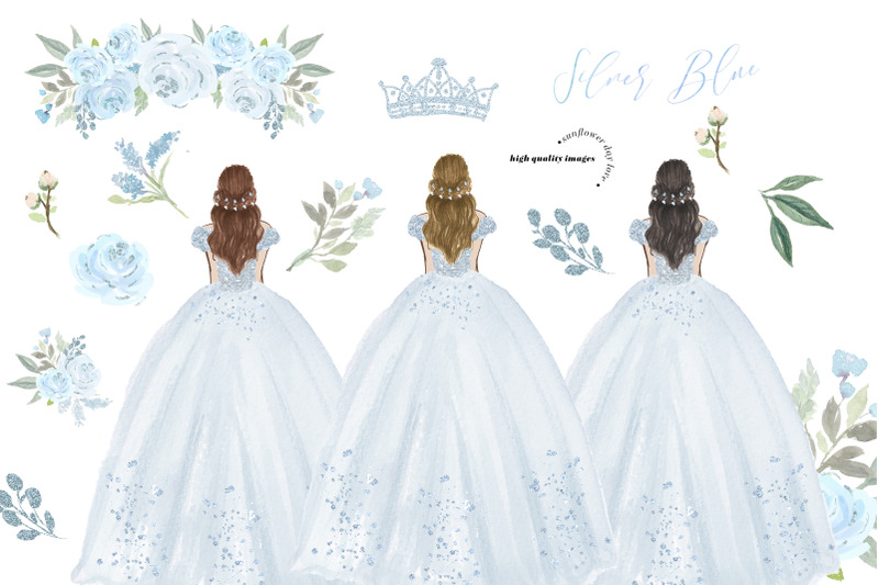 silver-blue-floral-wedding-dresses-clipart-silver-blue-quinceaera