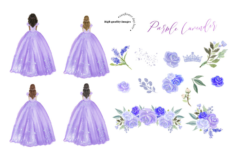elegant-lavender-purple-princess-dress-clipart-lavender-flowers