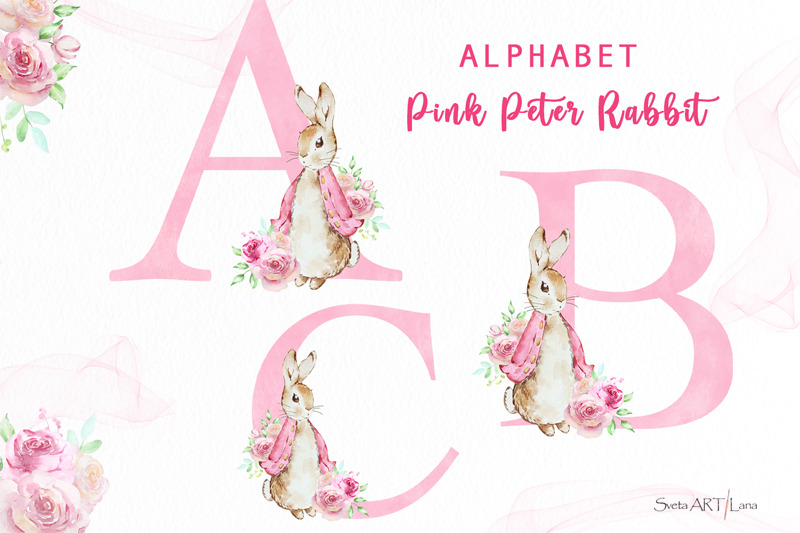 flopsy-rabbit-pink-floral-alphabet-clipart