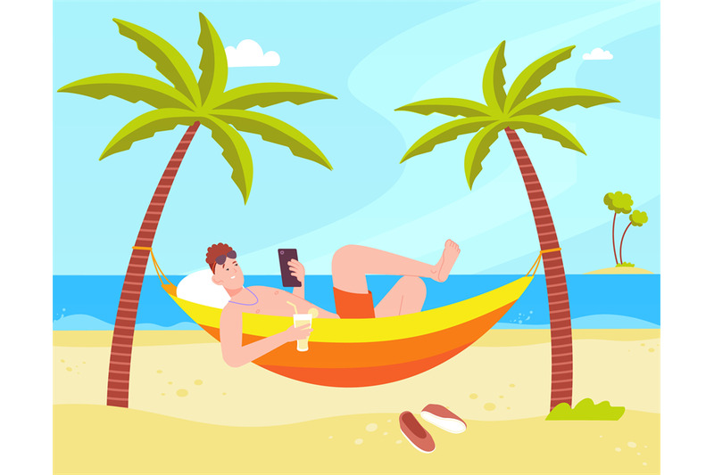 relax-in-beach-hammock-leisurely-man-lying-under-palm-at-sea-ocean-is