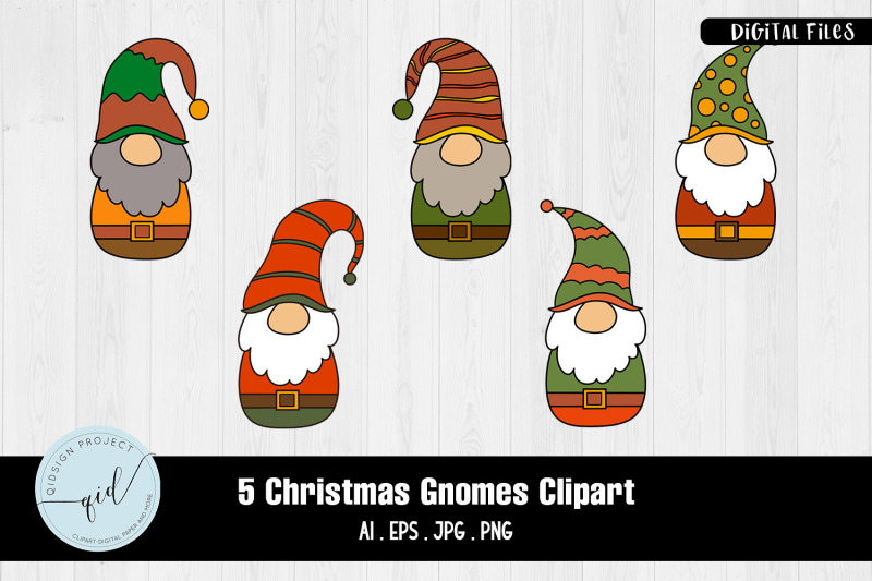 christmas-gnomes-clipart-5-variations