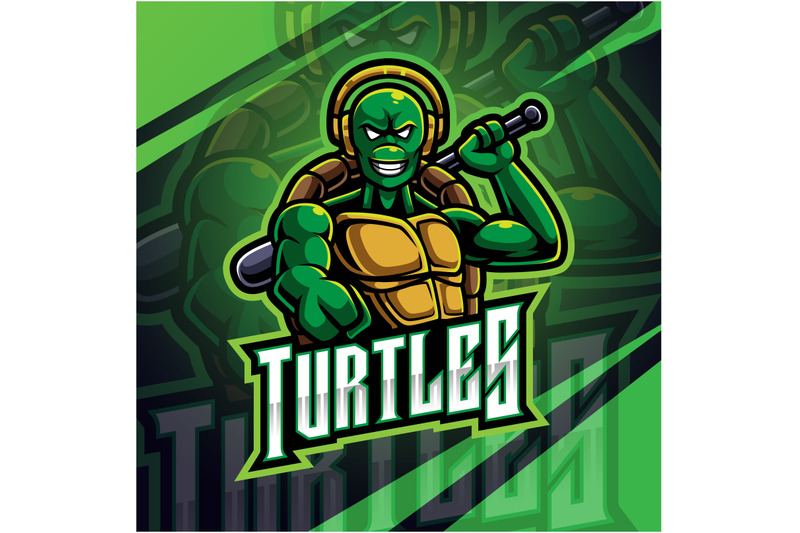 turtle-baseball-esport-mascot-logo-design