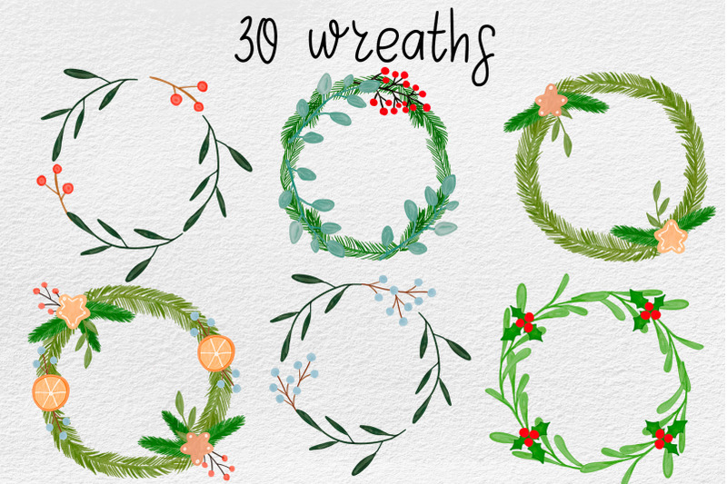 watercolor-christmas-wreath-frames-letters